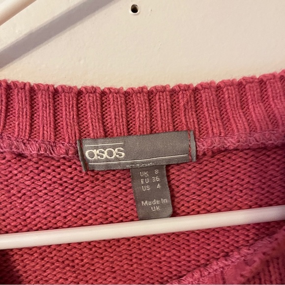 ASOS Women’s Pink Over Sized Fit Crew Neck Scoop Sweater Size 4 - Picture 3 of 7